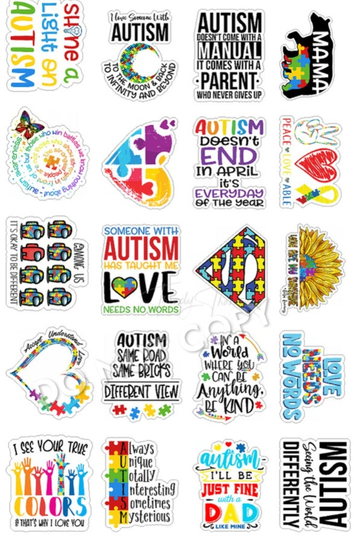 Autism Awareness Variety Pack Sticker Sheet – ARK Kreations Designs